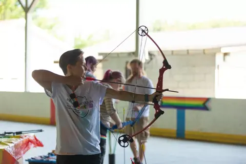 Archery with Rainbow Hood
